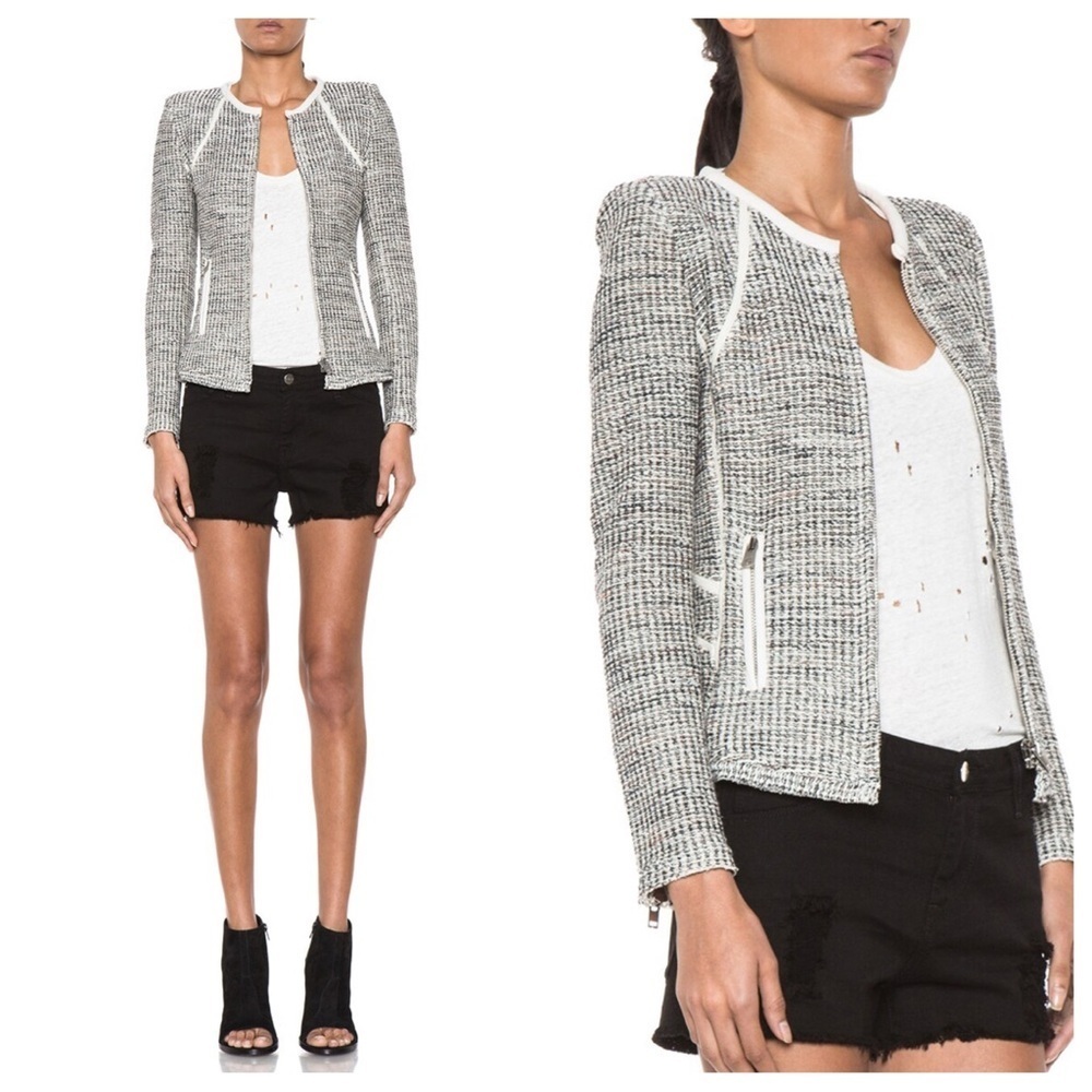 IRO Noelia black tweed zip up jacket blazer 27245